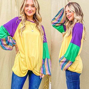 MARDI GRAS COLORBLOCK MULTICOLOR TOP | NOLA TOP | MARGI GRAS FESTIVAL TOP